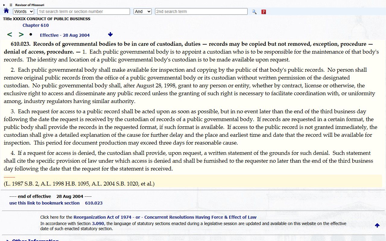Schuyler County Circuit Clerk records Missouri Sunshine Law public records custodian statute