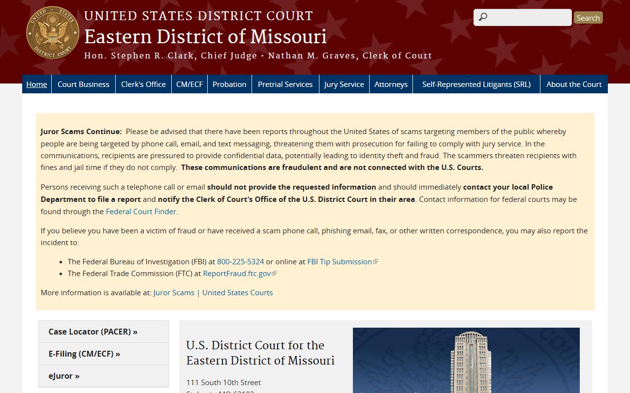 Schuyler County Circuit Court federal Eastern District of Missouri homepage