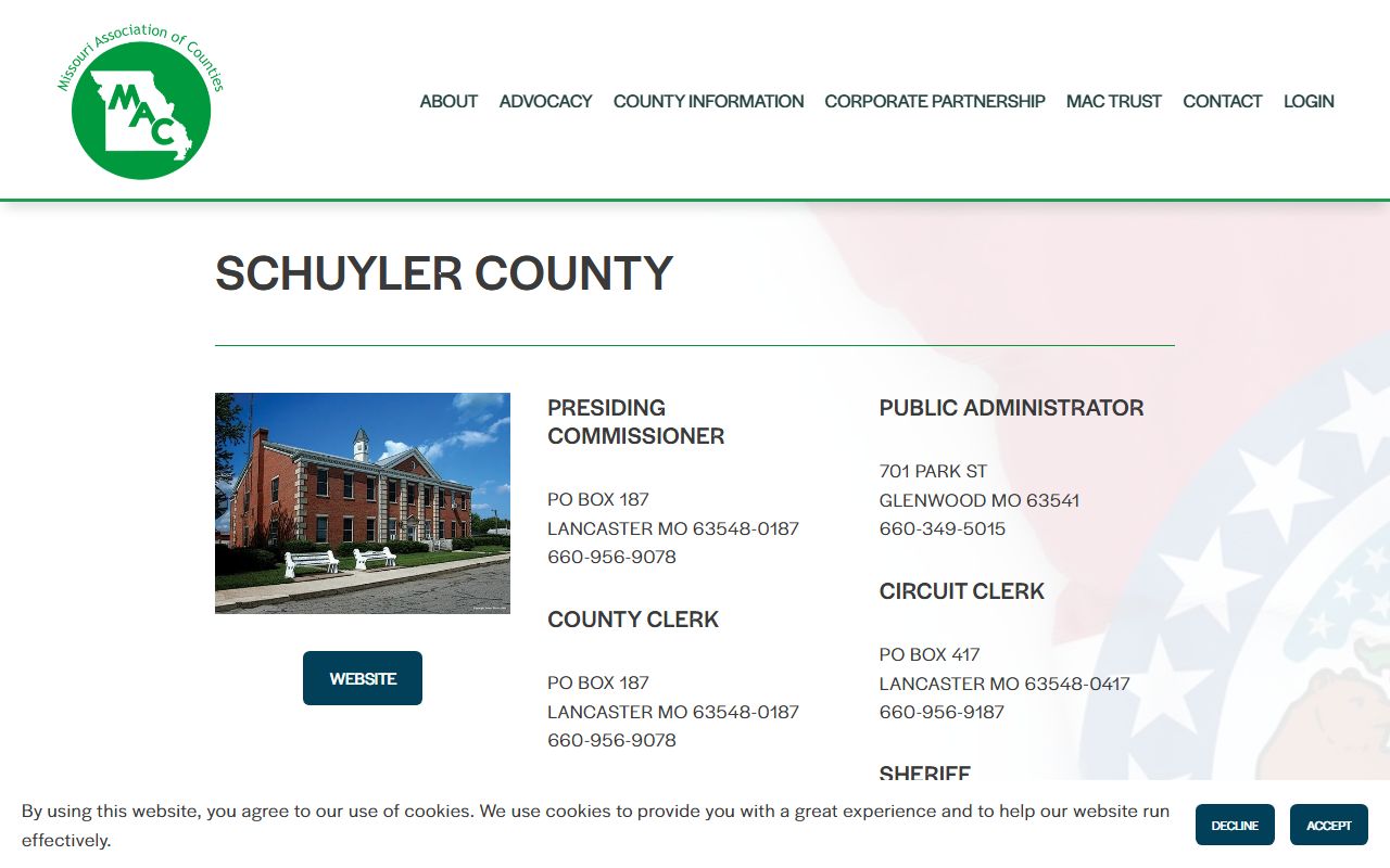 Schuyler County court records Missouri Association of Counties directory