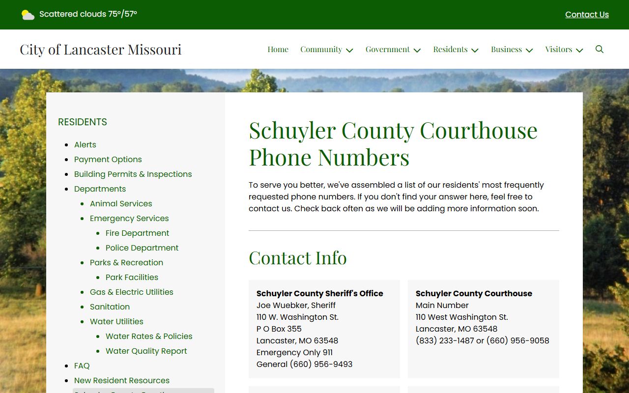 Schuyler County court records courthouse phone numbers