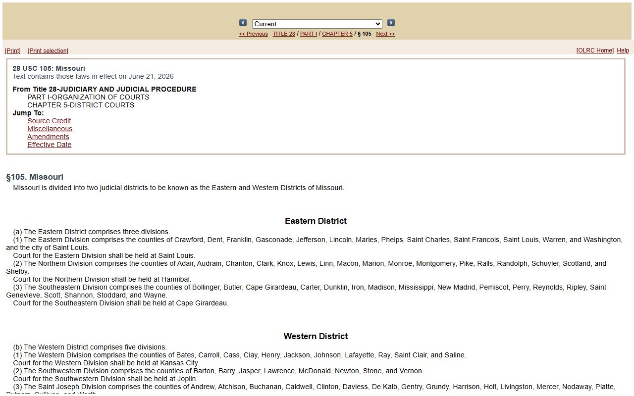 Schuyler County probate records Missouri federal judicial district statute reference