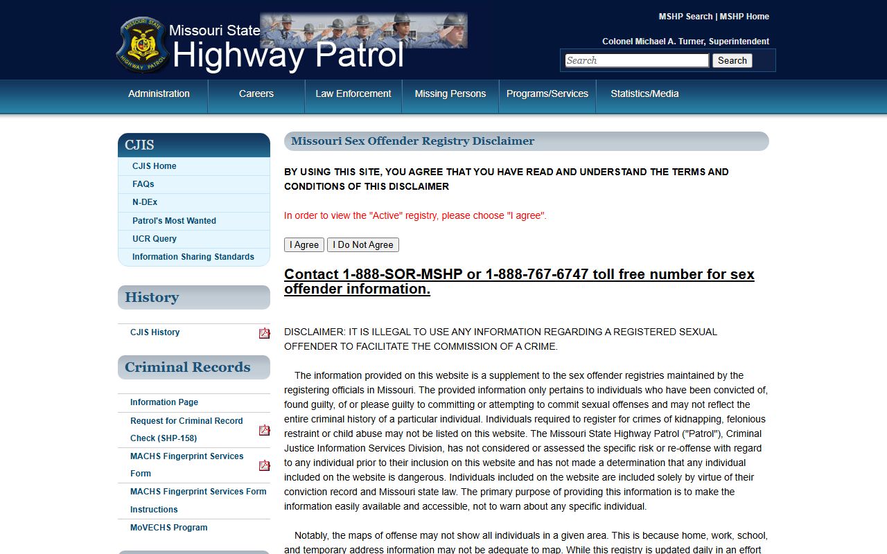 Schuyler County warrant records MSHP registry disclaimer